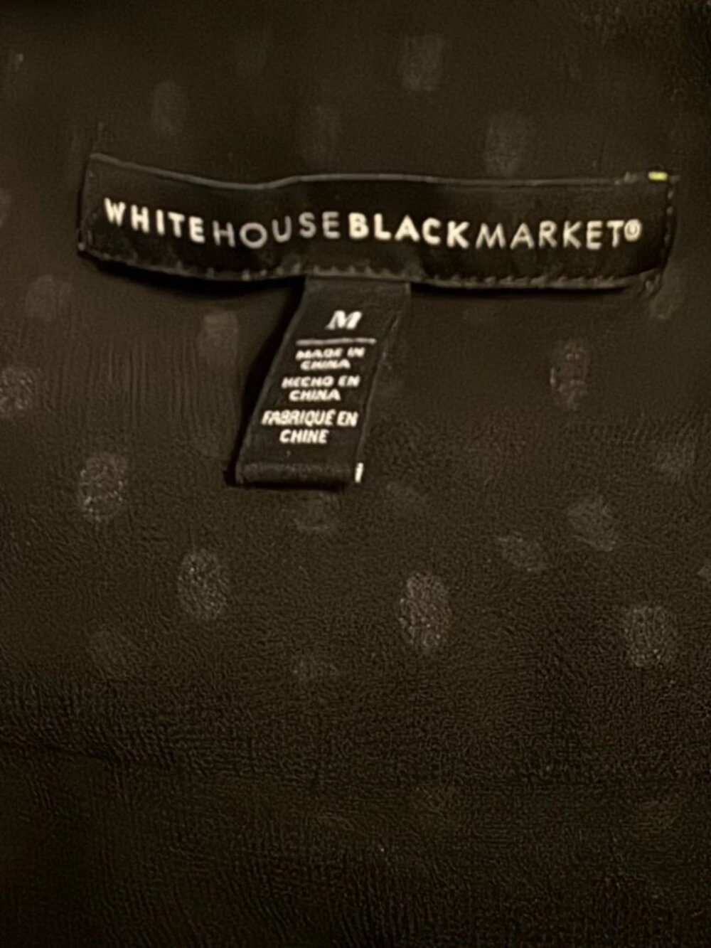 White House Black Market Black Floral Swiss Dot Blouse Size M - Picture 7 of 7